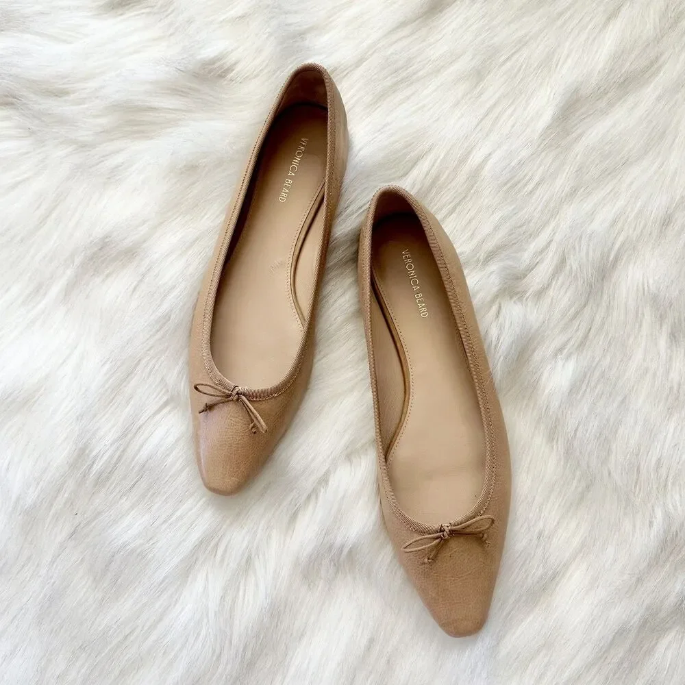 Veronica Beard Catherine Natural Leather Ballet Flat Womens Size 9.5 Minimalist